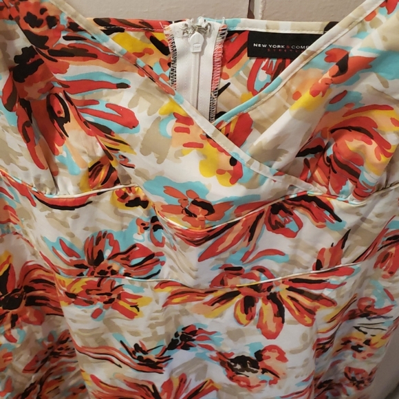 NY & CO. Orange,Blue,White Floral Sundress,Size 14 - Picture 7 of 7
